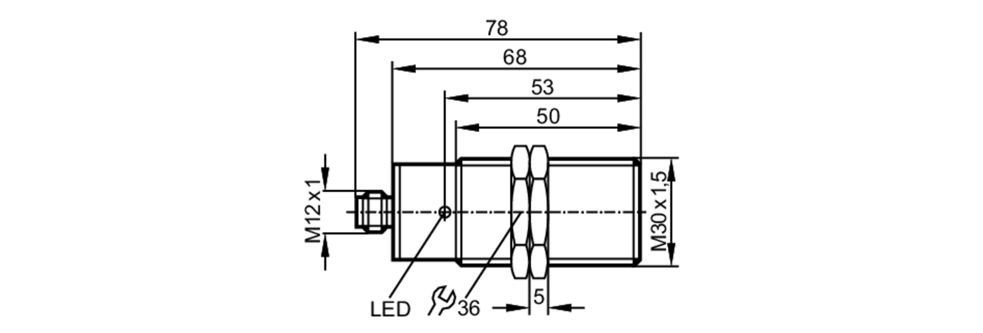 易福门电感式接近开关 II5490 订货号：IIA2010-FRKG/US-100-IRF-尺寸图
