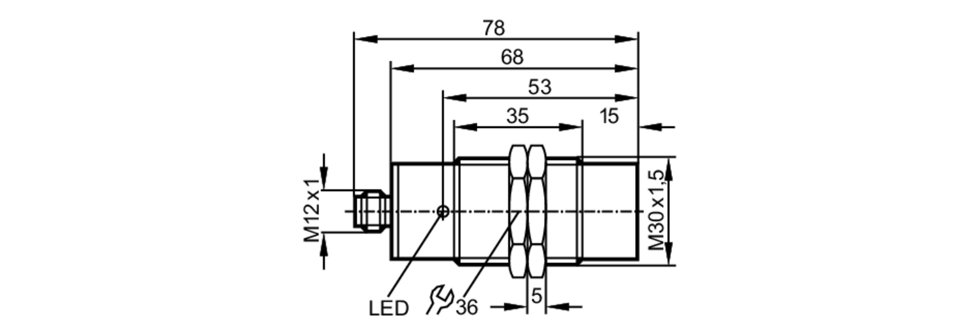 易福门电感式接近开关 II5733 订货号：IIA2015-FRKG/V4A/US-100-IRF/RT-尺寸图