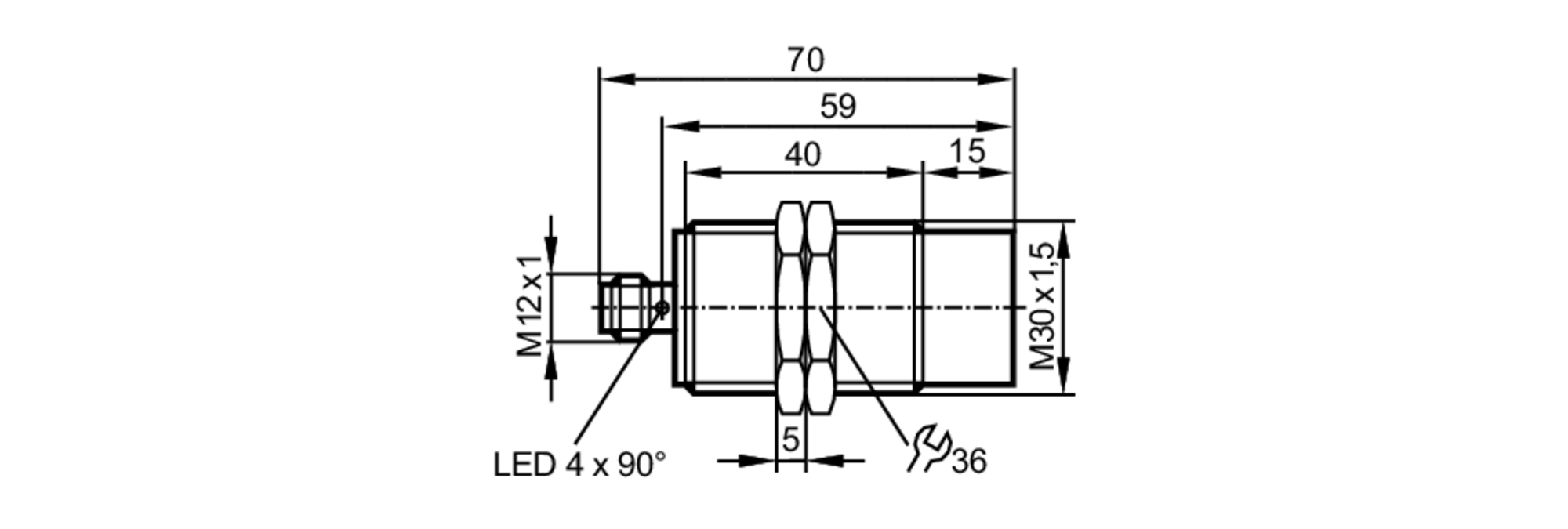 易福门电感式接近开关 IIS207 订货号：IIKC022-ASKG/2LED/US-104-尺寸图
