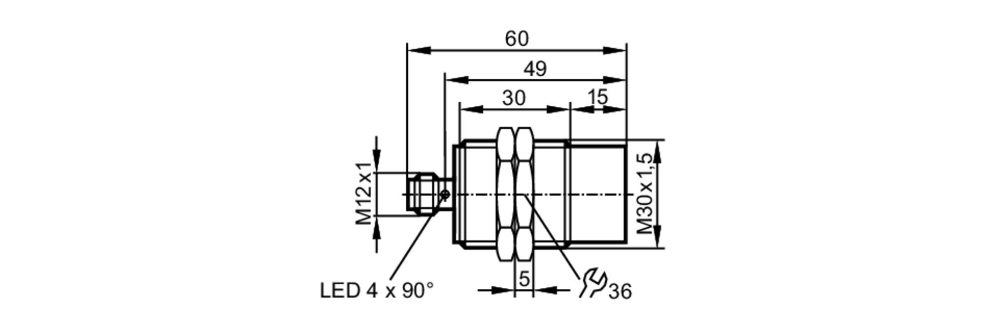 易福门电感式接近开关 IIS227 订货号：IIK3022-BPKG/US-104-尺寸图