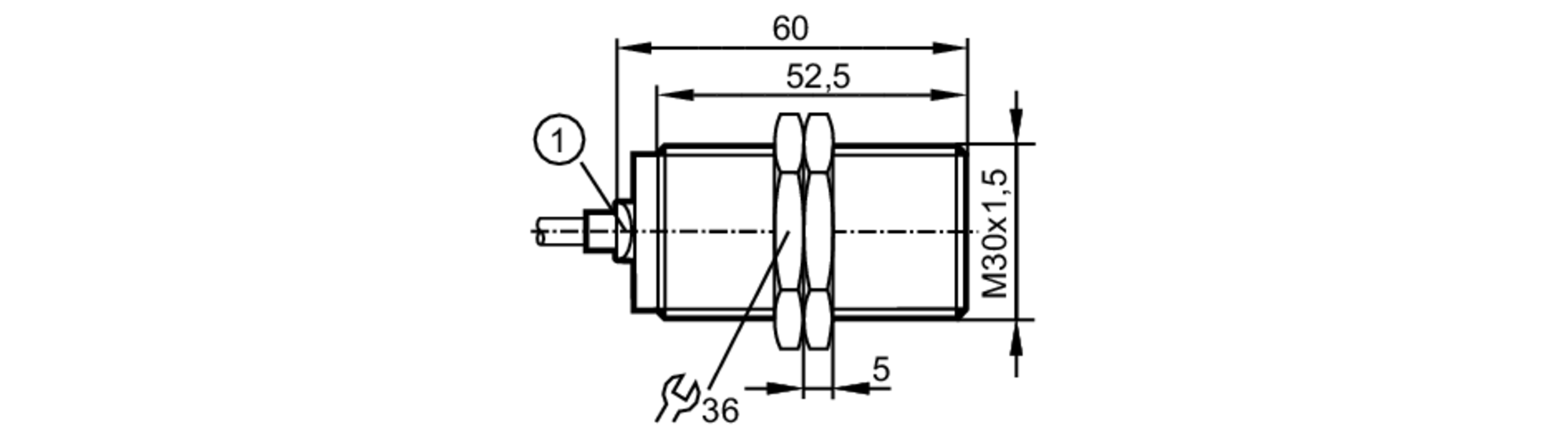 易福门电感式接近开关 IIS264 订货号：IIK3015BAPKG/2M/PUR-尺寸图