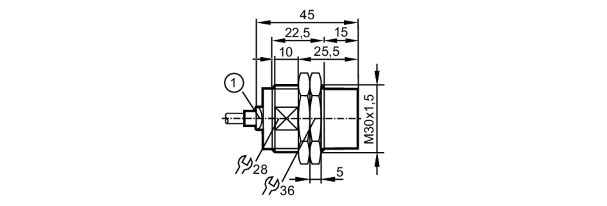 易福门电感式接近开关 IIS704 订货号：IIB3022-BPKG/2M/PUR-尺寸图