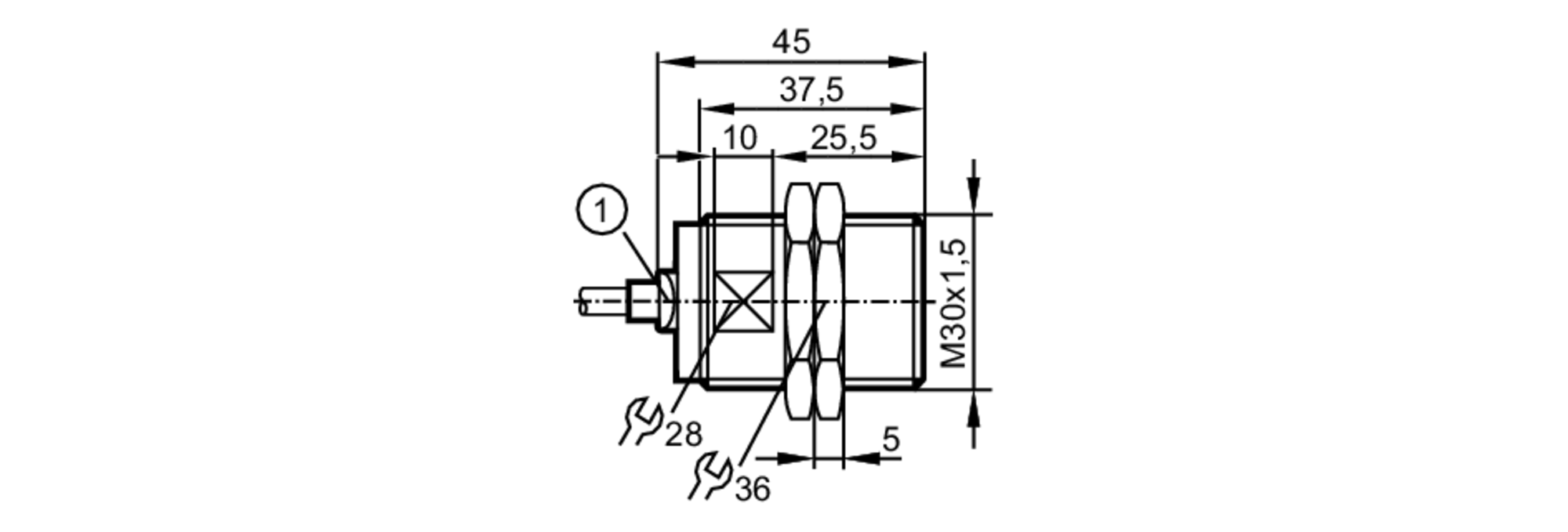 易福门电感式接近开关 IIS708 订货号：IIB2015BARKG/2M/PUR-尺寸图