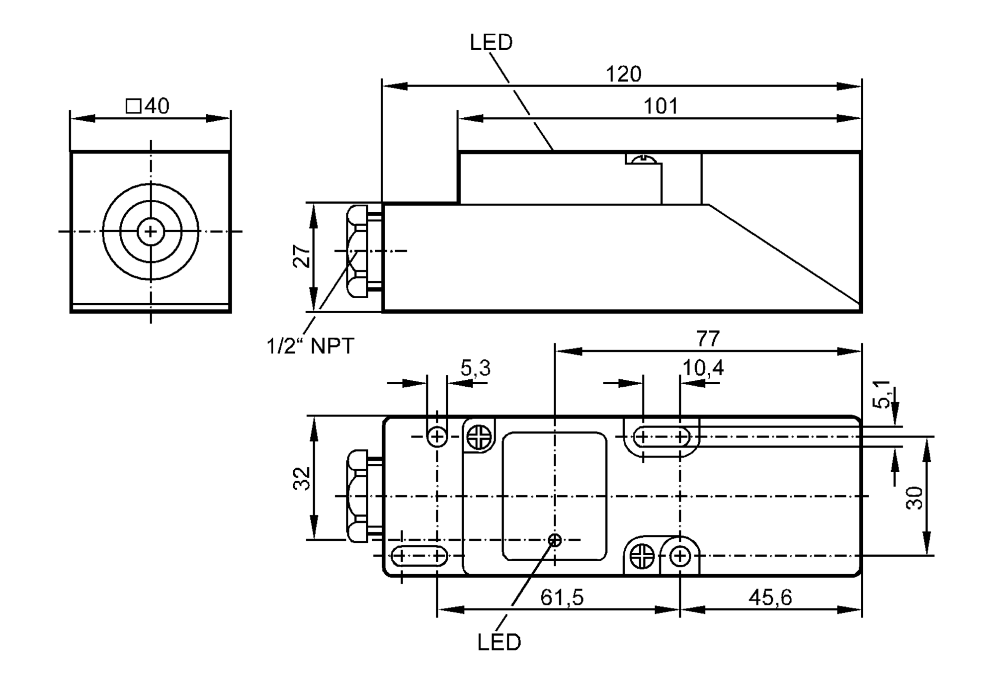 易福门电感式接近开关 IM5024 订货号：IME3020-FPKG/NPT            RT-尺寸图