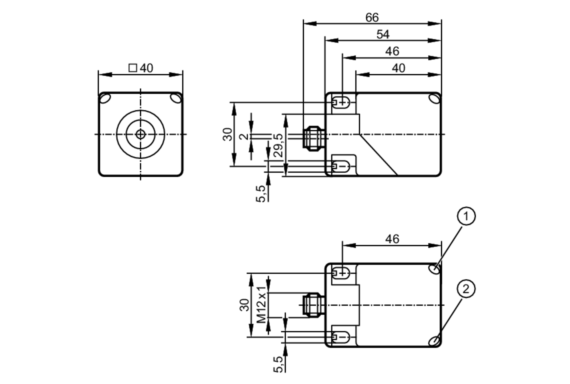 易福门电感式接近开关 IM5141 订货号：IMC4026A1PKG/IO/US-尺寸图