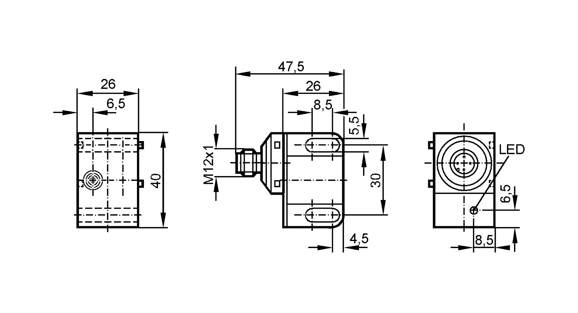 易福门电感式接近开关 IN5280 订货号：IND3004-BPKG/US-100-KPS/A2-尺寸图