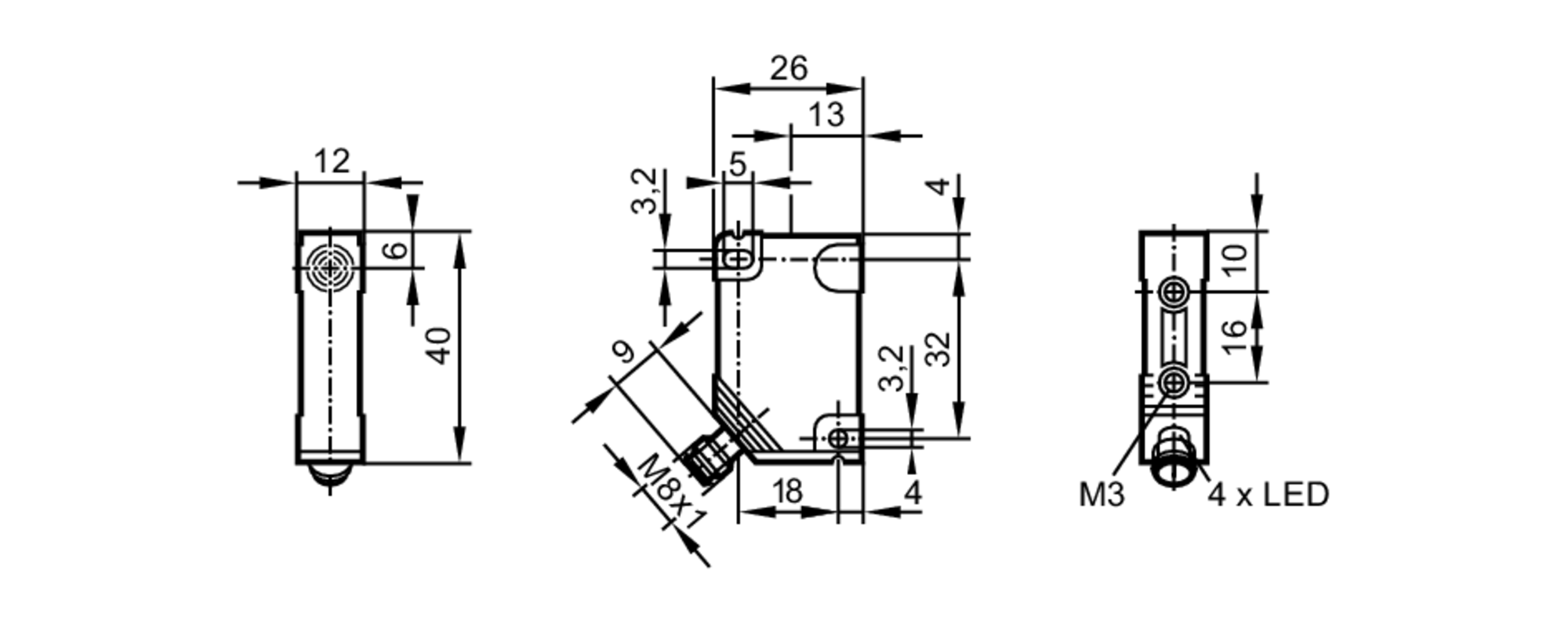 易福门电感式接近开关 IN5364 订货号：IN-3002-APKG/AS-514-TPO-尺寸图